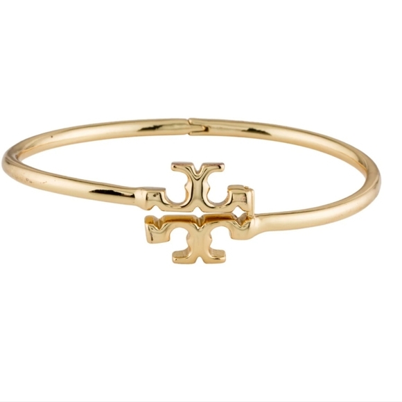 Tory Burch Eleanor Hinged Cuff bracelet in gold-plated brass. - Picture 6 of 6